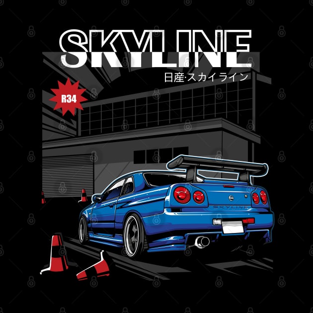 Nissan Skyline R34 Blue by JDMAPEX