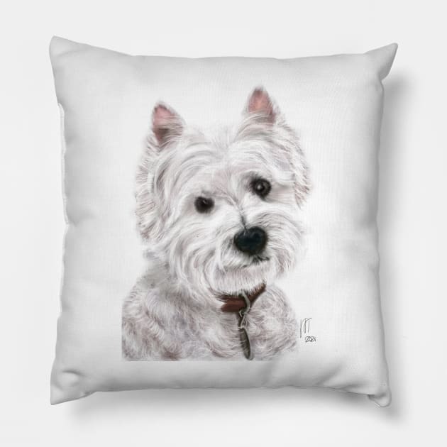 Sweet West Highland White Terrier Pillow by LITDigitalArt