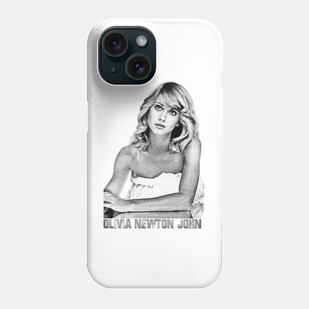 Olivia Newton John-Tribute Design in Black & White Illustration Phone Case by tepe4su