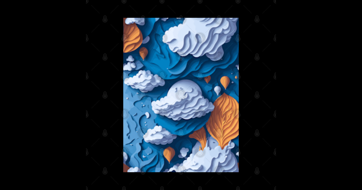 3D Clouds Quilled Paper Design - 3d Effect - Sticker | TeePublic