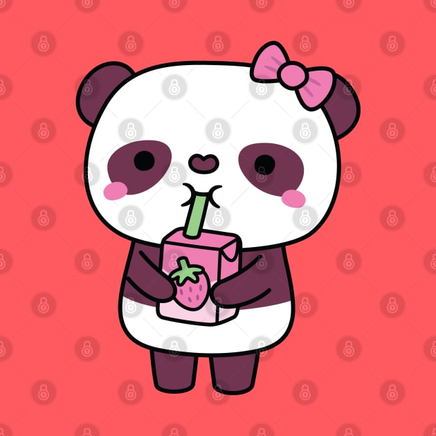 Cute Panda Drinking Strawberry Milk by rustydoodle