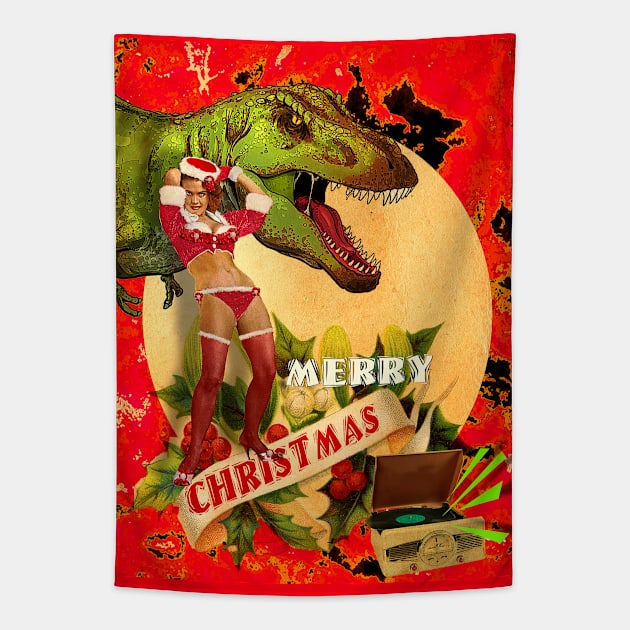 JURASSIC CHRISTMAS VIBES Tapestry by PrivateVices