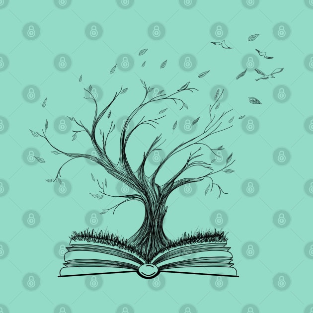 Life and Knowledge Tree Growing from Opened Book by Wolshebnaja