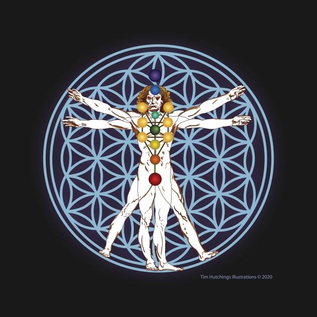 Vitruvian Man and Flower of Life by BigCatGymSportswear