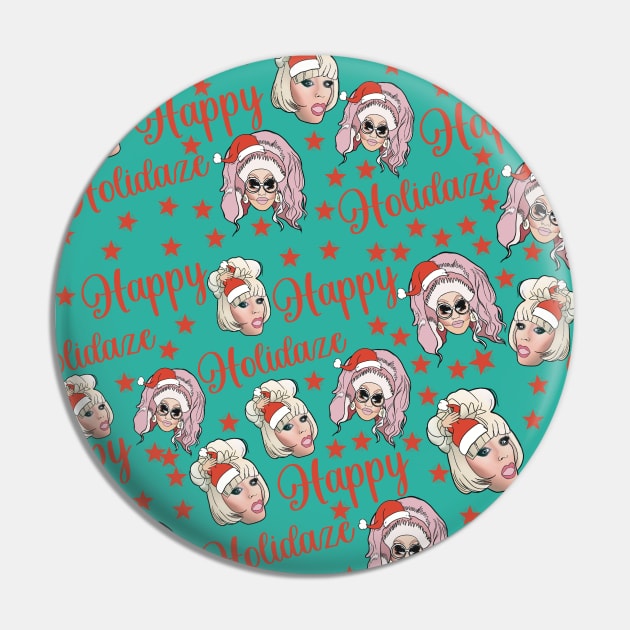 Trixie and Katya happy holiday pattern Pin by SturgesC