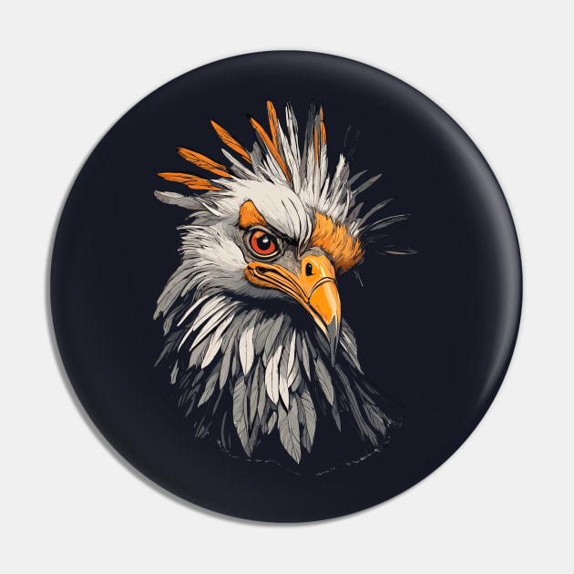 Secretary Bird Pin by Ray Crimson