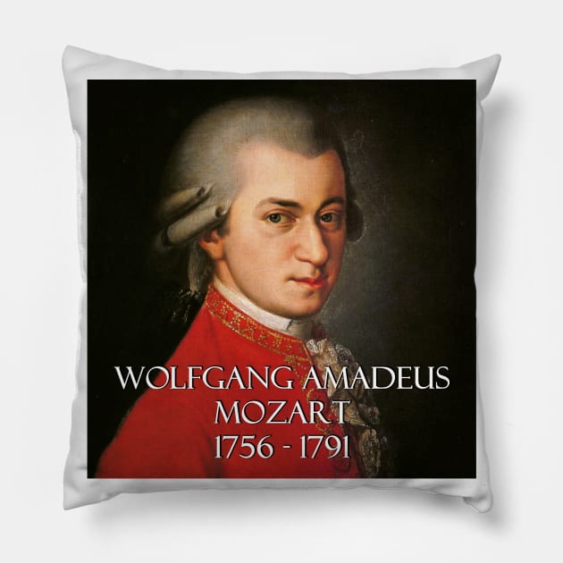 Great Composers: Wolfgang Amadeus Mozart Pillow by Naves