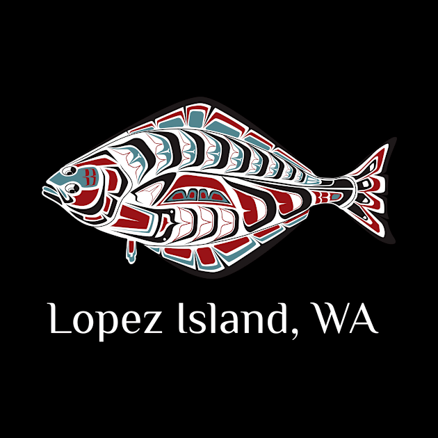 Lopez Island, Washington Halibut Northwest Native American Tribal Gift by twizzler3b