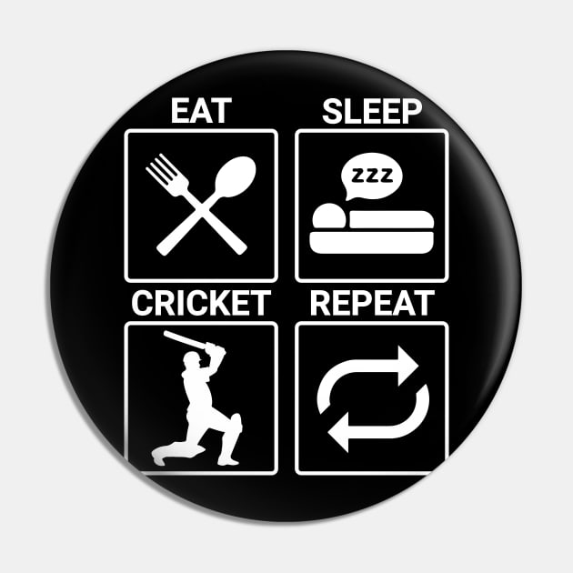 Eat Sleep Cricket Repeat Sports Pin by alltheprints