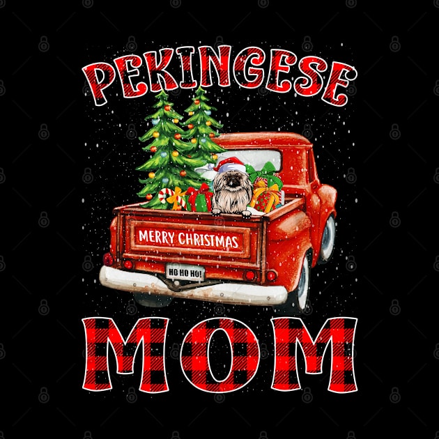 Christmas Pekingese Mom Santa Hat Truck Tree Plaid Dog Mom Christmas by intelus