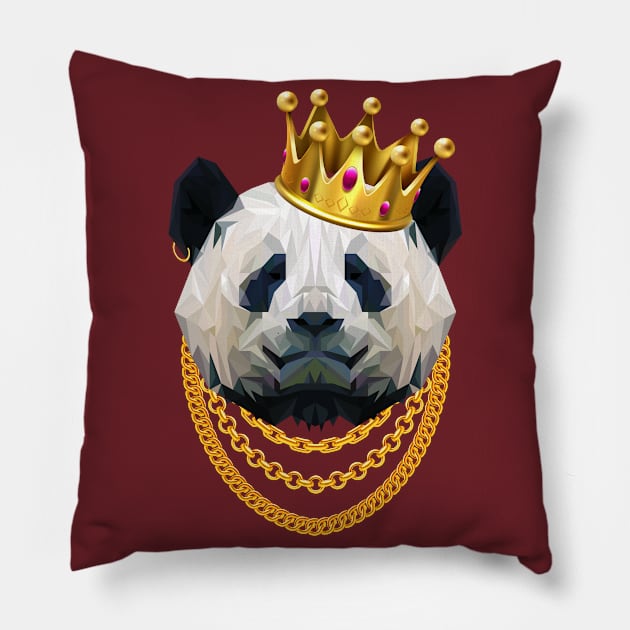 Panda King Gangster Crown Pillow by LemoBoy