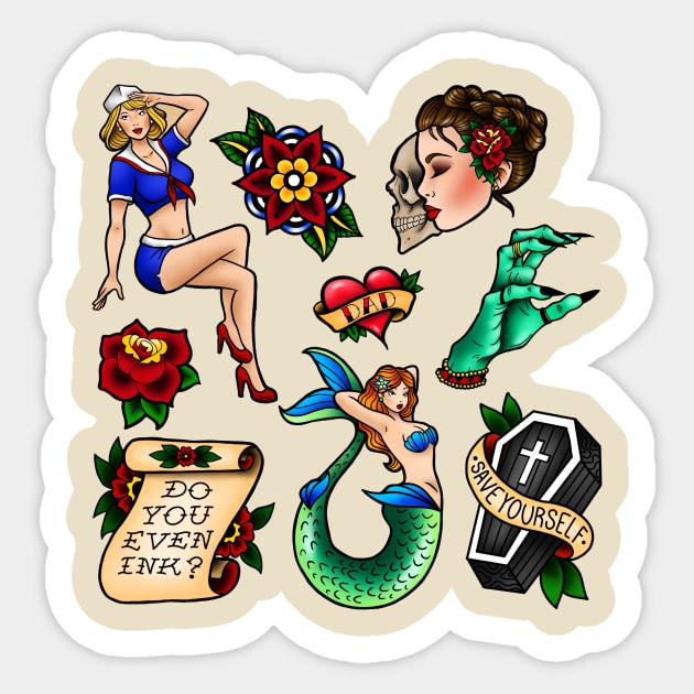 Rafataka  Dream Girl Tattoo Flash sheet Original designs by sourpanda   Facebook