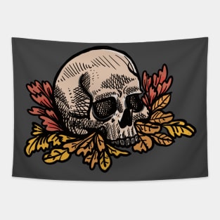 the skull and leaf Tapestry