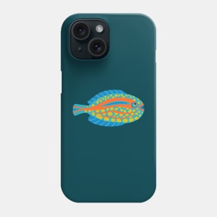 TROPICAL ZONE SINGLE SPOTTED FISH Coral Reef Undersea Ocean Sea Creatures in Bright Multi-Colours on Dark Teal Blue - UnBlink Studio by Jackie Tahara Phone Case