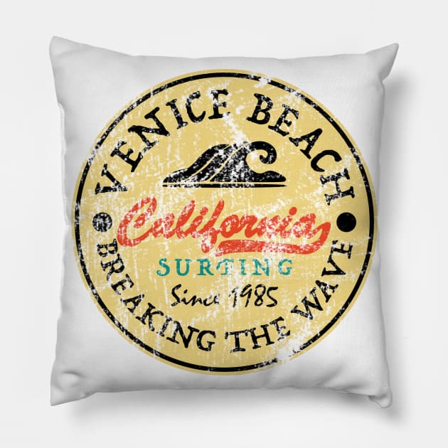 Venice Beach Surfing Pillow by tonyspencer