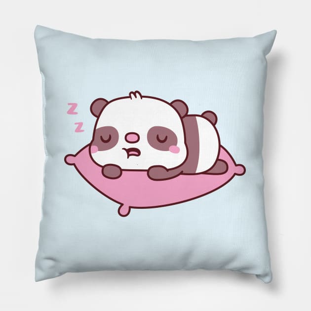 Cute Little Sleeping Panda Bear Pillow by rustydoodle