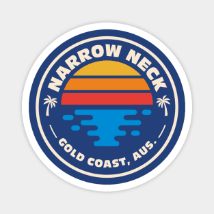 Retro Narrow Neck Gold Coast Australia Vintage Surfing Beach Emblem Magnet