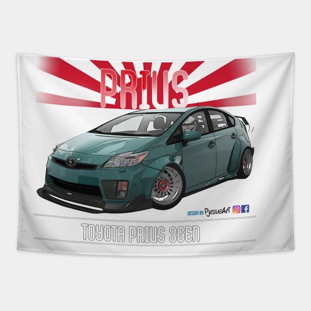 Toyota Prius 2JZ LW Green Tapestry by PjesusArt