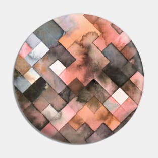 Pocket- geometric squares brown Pin