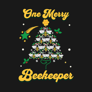 One Merry Beekeeper Funny Honey Bee Christmas Tree T-Shirt