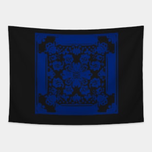 Abstract Floral Print - Blue Aesthetic Tapestry