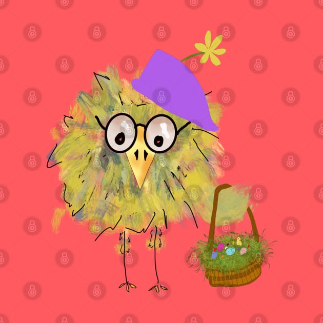 Funny Bird with Easter Hat and Basket by designs-by-ann