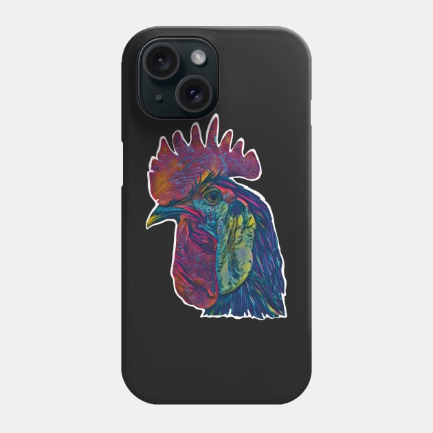 Rad Roosters Pattern | Graphic Design of a Rooster Photo and Illustrated Rooster Footprints| Phone Case by cherdoodles