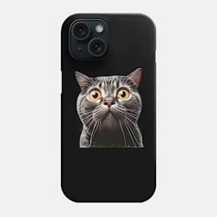 Funny Scared Cat Face, Cat Lover, Scaredy Cat Phone Case