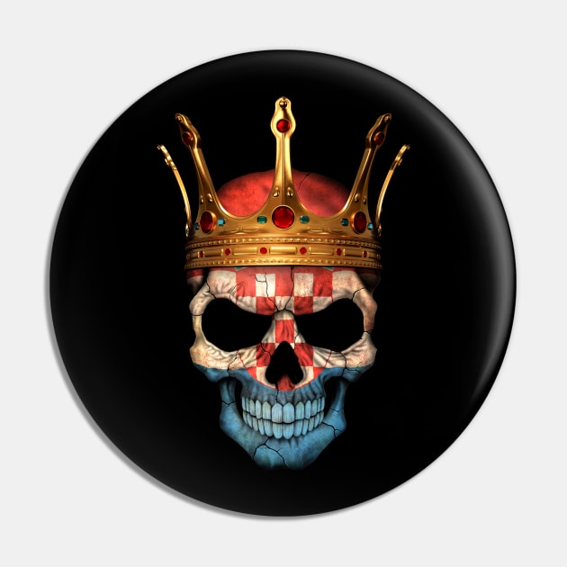 Croatian Flag Skull with Crown Pin by jeffbartels