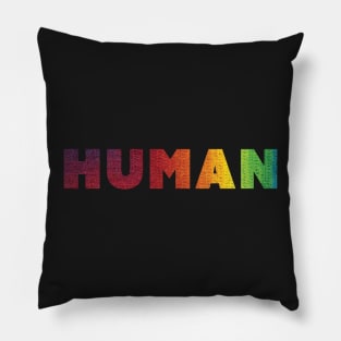 Human Rainbow Yarn Pillow