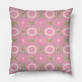 Pink Lines and Circles Pattern Pillow