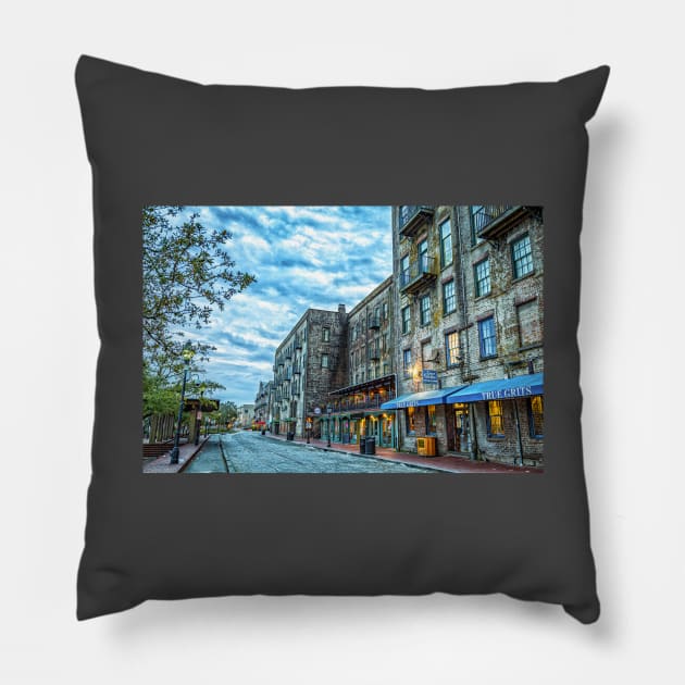 River Street Savannah Georgia Pillow by Gestalt Imagery