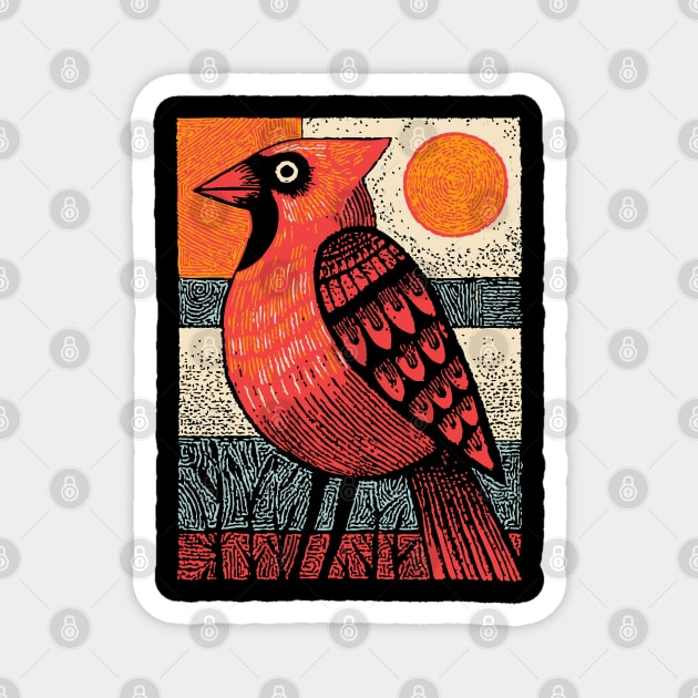 Regal Cardinal Bird | Winter Solstice Messenger Magnet by TuncGK