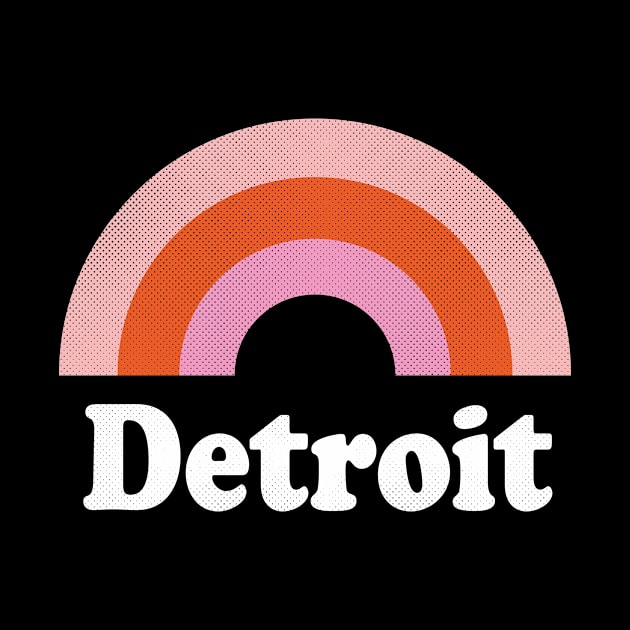 Detroit, Michigan - MI Retro Rainbow and Text by thepatriotshop