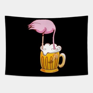 Flamingo Drinking Beer Pink Flamingo Tapestry