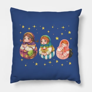 Sisters Russian Dolls Pillow