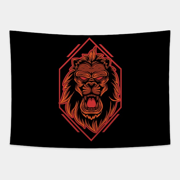 lion head illustration Tapestry by nuQia