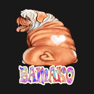 Bamako Gift, Comfy Gift for Dog Lovers, Perfect Bulldog Owners gifts, heart shaped patched of fur, for men, women, children, T-Shirt