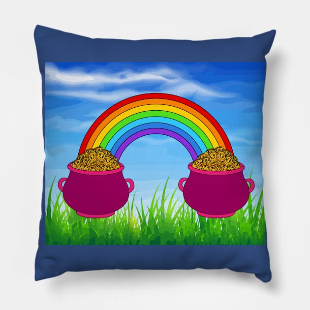 Rainbow With Boiler Pot Full Of Gold Pillow by flofin