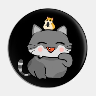 Cat and Hamster Pin