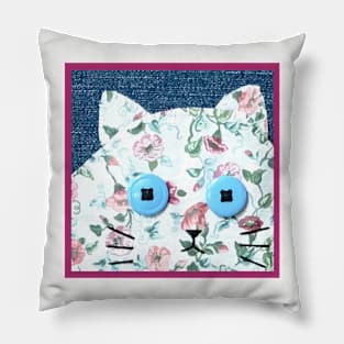 2 Fat Cats #2 Pattern Cat Mixed Media Image Pillow