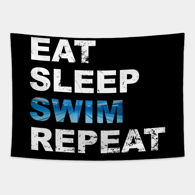 Cool Eat Sleep Swim Repeat for swimmers Tapestry by Soul Searchlight