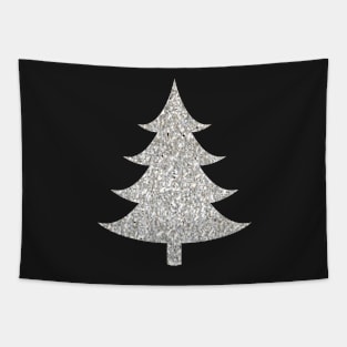 Minimalistic Silver Faux Glitter Christmas Tree Tapestry