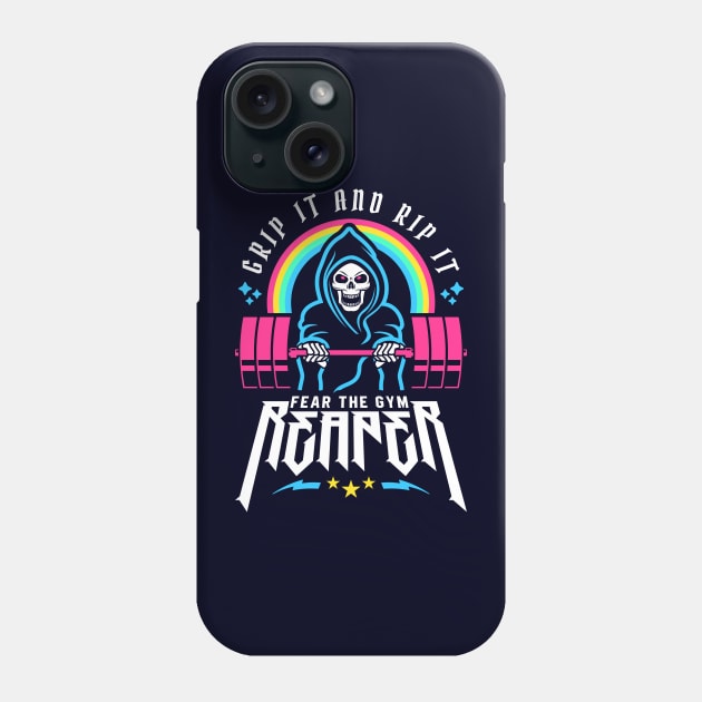 Fear The Gym Reaper - Grip It and Rip It - Funny Fitness Pun Phone Case by brogressproject