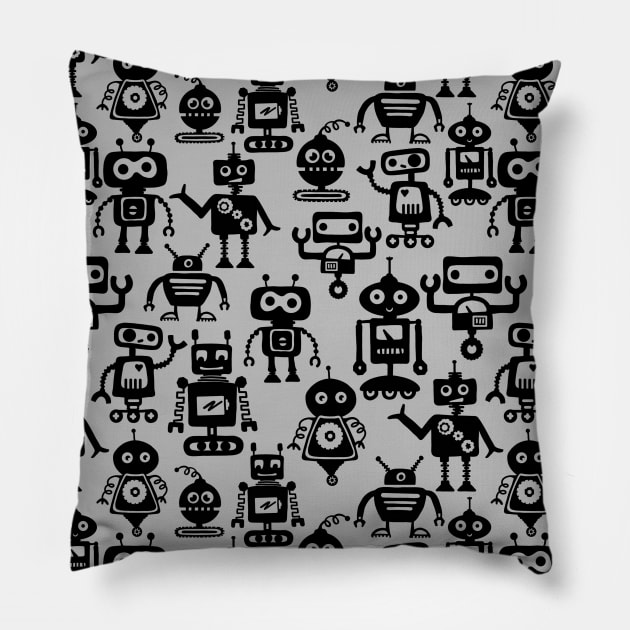 Robot All-Over Print and Sticker Pack Pillow by Slightly Unhinged