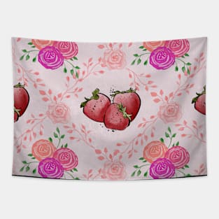 Strawberry & roses, spring pattern Tapestry