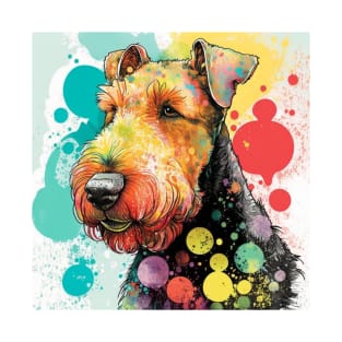 Easter Airedale Spring Flowers Dog Lover Paint Splatter T-Shirt