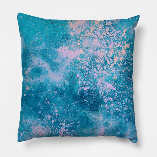 Abstract Watercolor Mint Blue, Watercolor Art Pillow by Colorable