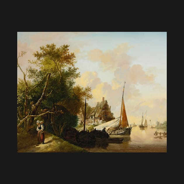 Mother And Child By A River by Jan van Os by Classic Art Stall