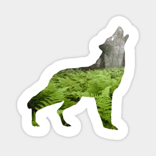 Howling Wolf Fern Prairie - Nature Design T-Shirt Magnet